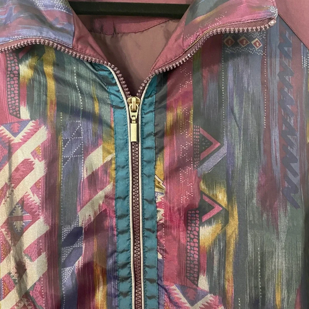 VTG 90s Dunbrooke Colorblock‎ Windbreaker Jacket Teal Purple Pink Mens XL Retro